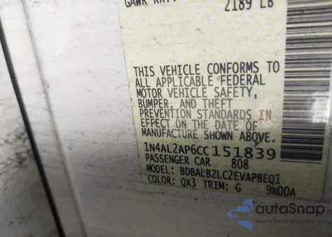 2012 Nissan Altima 2.5 S from USA, damaged, VIN 1N4AL2AP6CC151839
